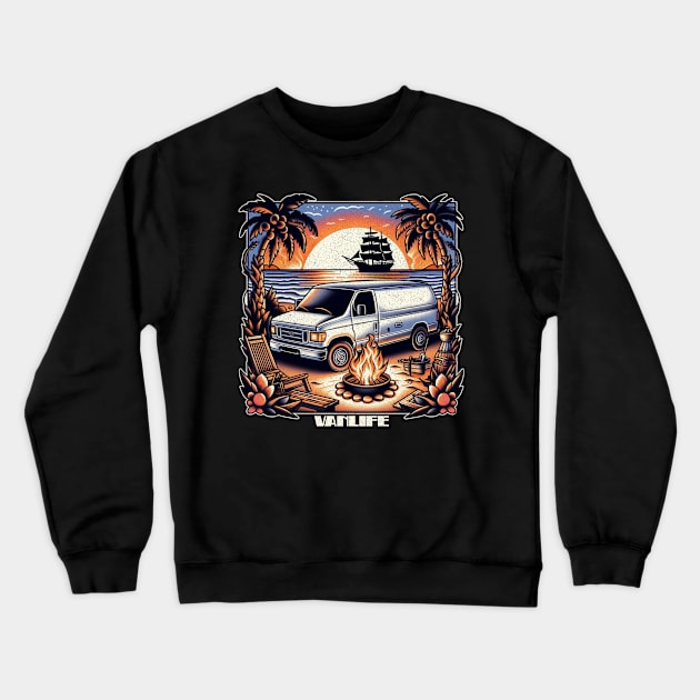 Beach econoline camper conversion Crewneck Sweatshirt by Tofuvanman